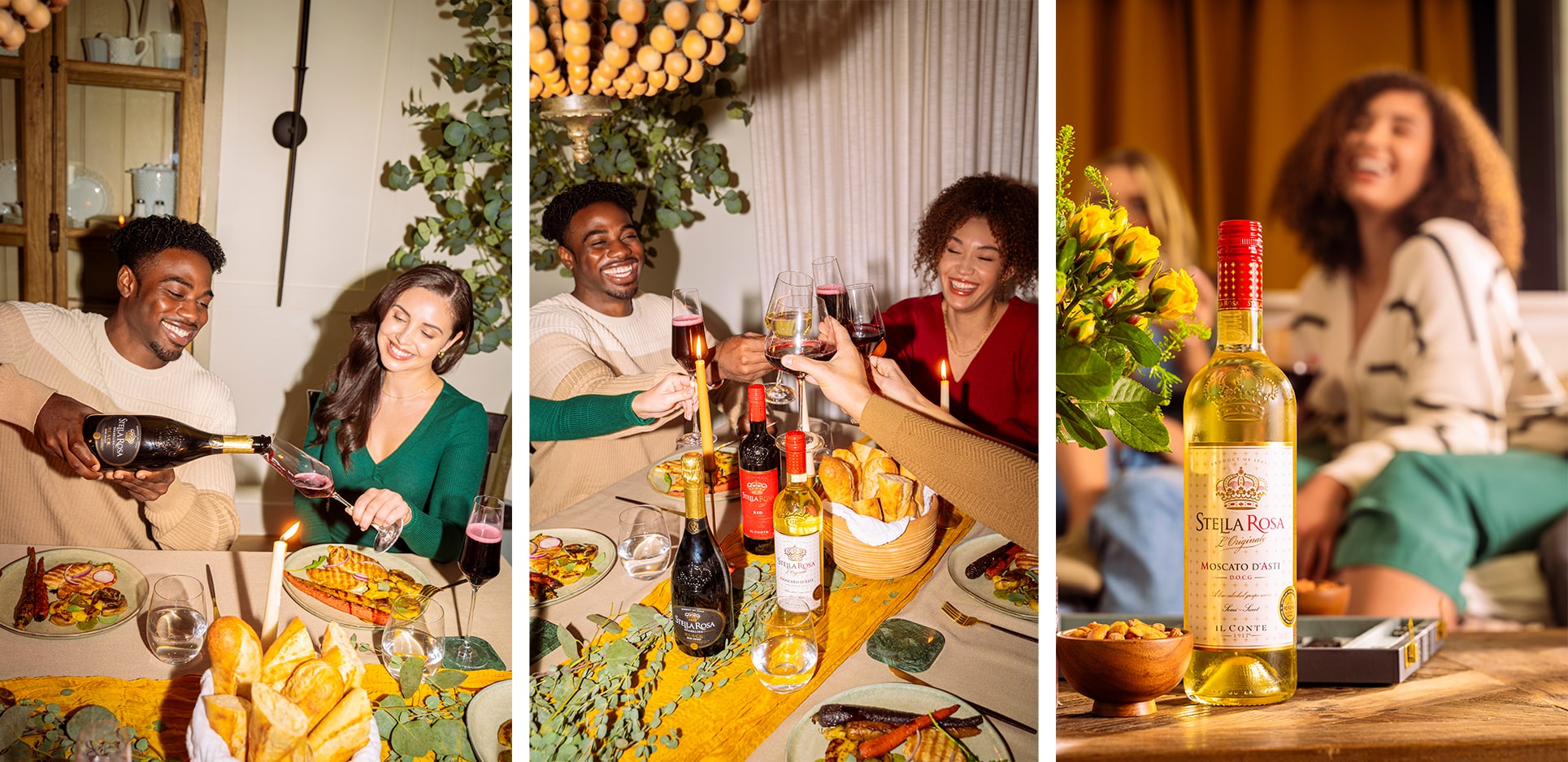 Collage of people enjoying Stella Rosa products